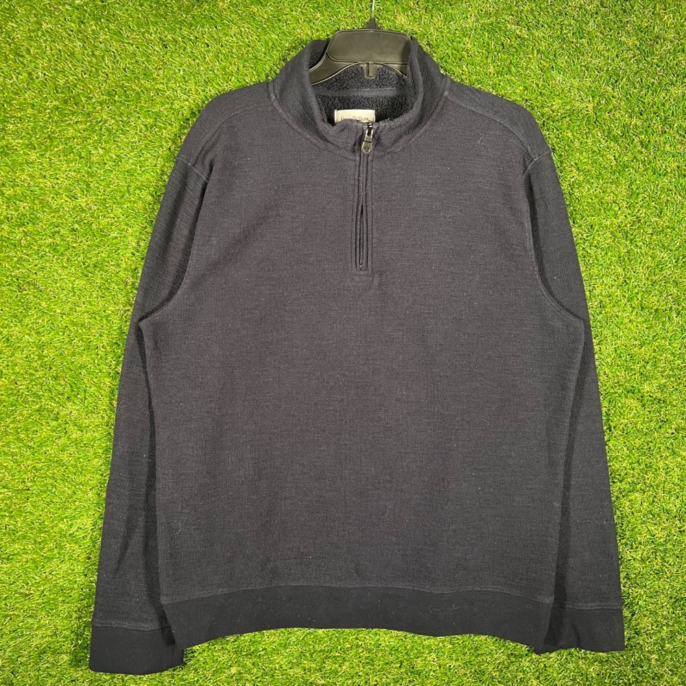 Goodfellow & Co‎ Mens Navy Blue Sherpa Lined Quarter Zip Pullover Sweater Large